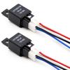 Relay 40A 4 Pole Relay Black [Set of 2] 40A with Socket and Harness for Automotive Motors