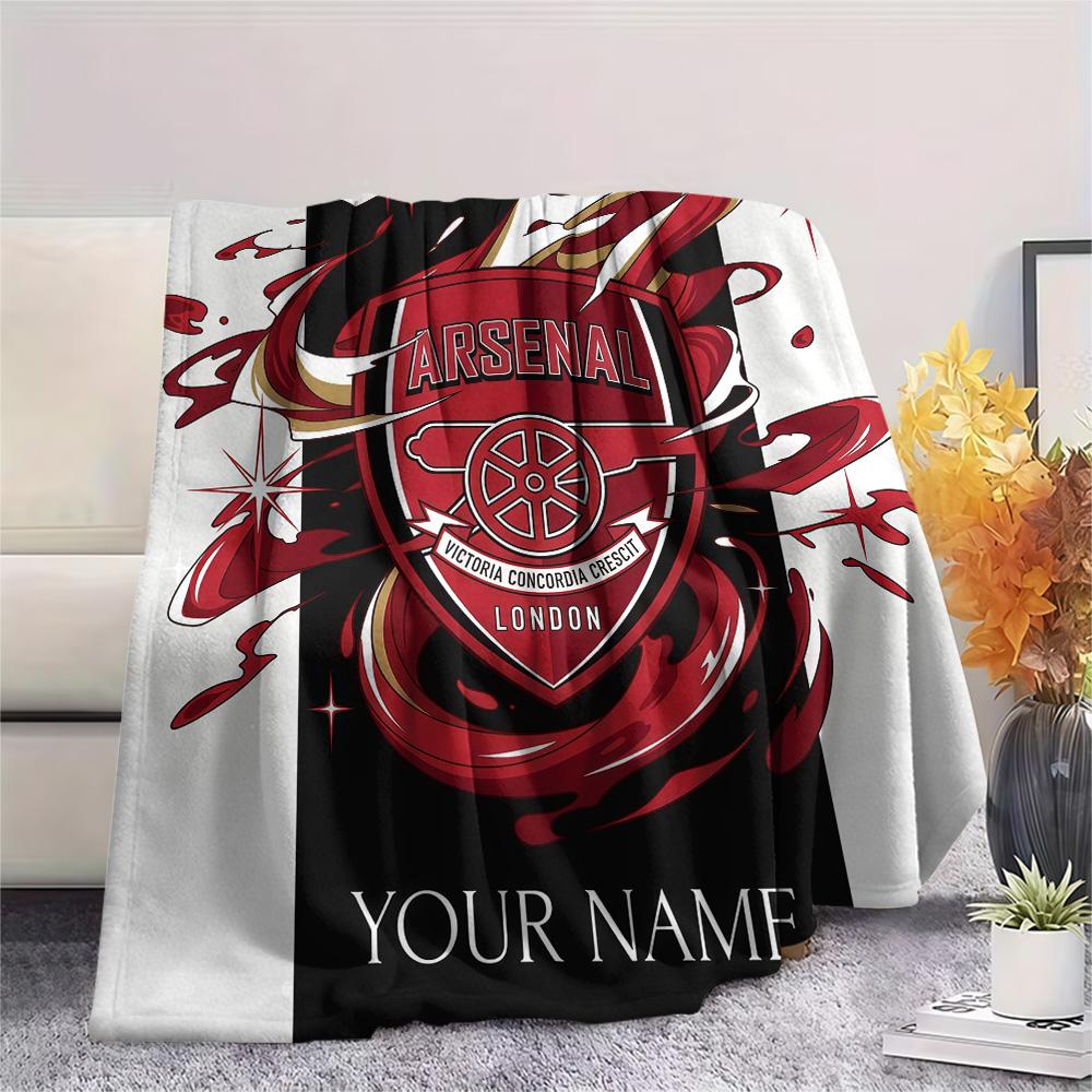 Custom Name Arsenal Flannel Blanket, High Quality Comfortable for All Seasons, Home Decor, Warmth and Comfort