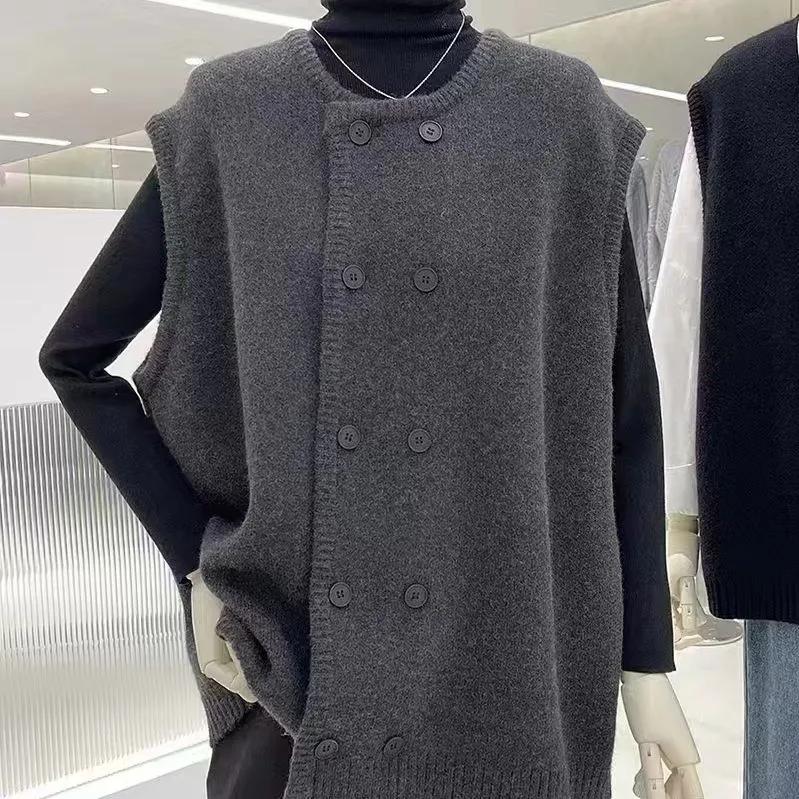 Large Size Knitted Vest Women's Spring Autumn Sleeveless Knitted Vest Women's Design Sense Korean Version of The Loose Vest