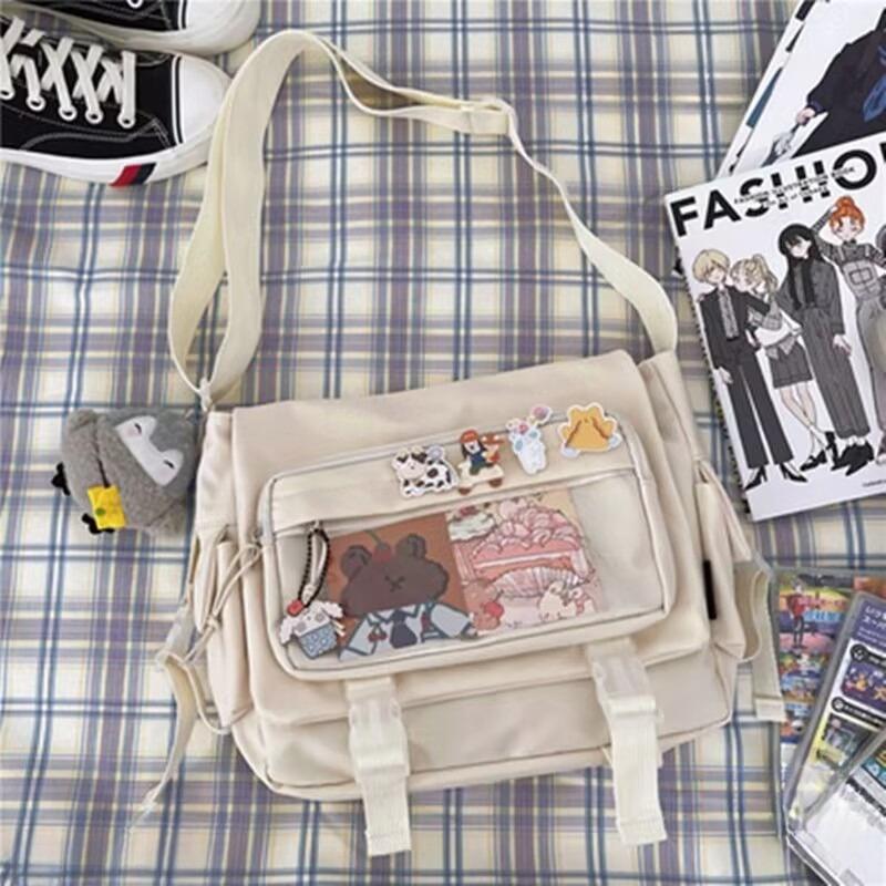 Large Capacity Crossbody Bag Student Attend Class Shoulder Bag Solid Color Versatile Messenger Bag Casual Daily Woman Tote Bag Adjustable Strap