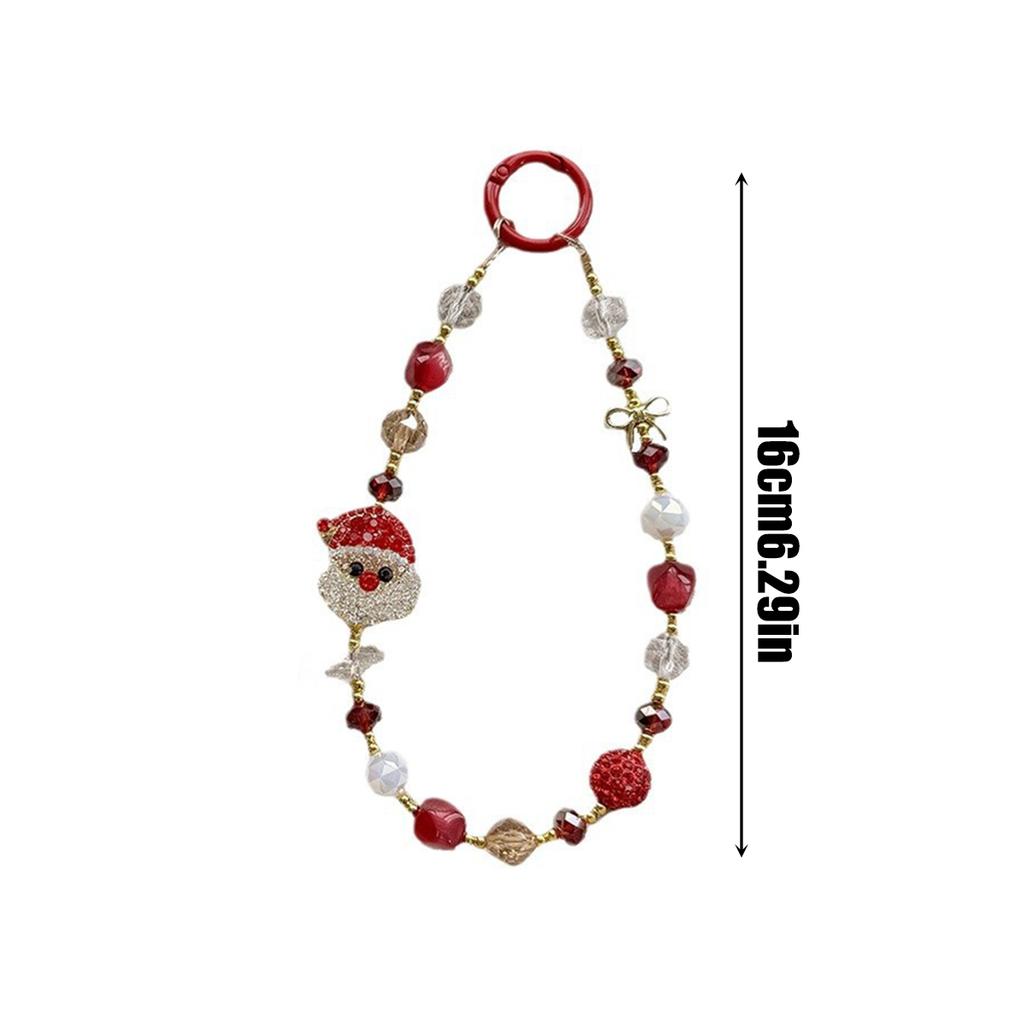 Weihnachten Weihnachtsmann Perlen Handy Armband Bunte Acryl Kristallperlen Rot und Grün Weihnachten