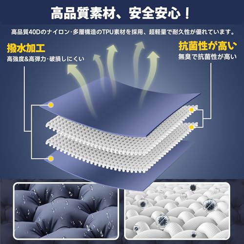 Air Mattress Camping Mat [Inflates In 30 Seconds, 10cm Thick] Perfect for Cherry Blossom Viewing, Foot-operated, Infinitely Connectable, R-value 4.0,