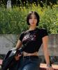 BATTRACT Women'S Round Red Essence Crop Rounding T-Shirt_Black