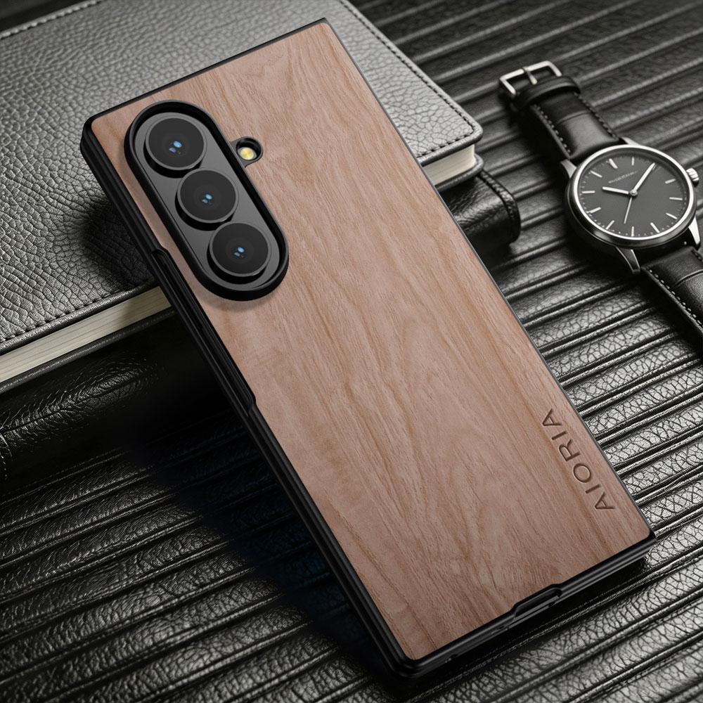 For Samsung Galaxy Z Fold 8 Ultra 7 6 5 4 3 Case Capa Funda Retro Wooden Pattern Pu Leather Elagant Phone Case for Fold8 Coque