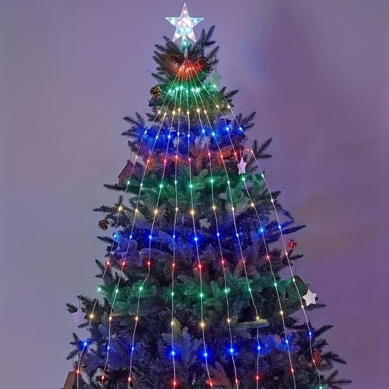 USB Christmas Tree with Five Pointed Star Waterfall Light Waterproof Decorative Light