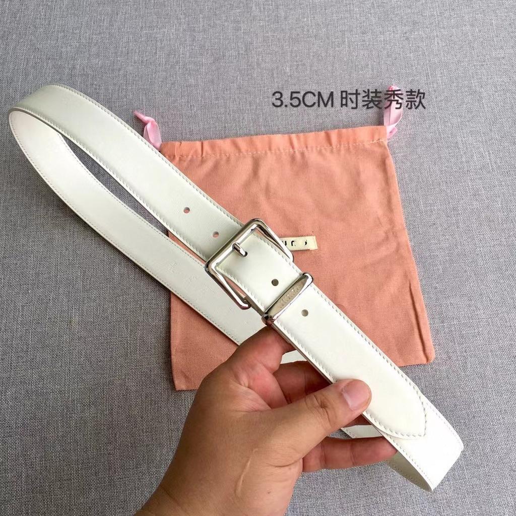 New 3.5cm high-quality first-layer cowhide MIU belt decorative buckle with jacket pants leather belt