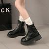 Comemore Women's Ankle Boots Retro Platform Leather Short Leather Gothic Punk Style Women's Shoes Side Zip Borines for Woman