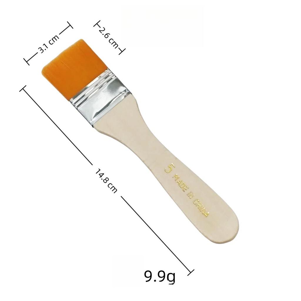 10 Pcs Yellow Nylon Flat Brush Oil Painting Nylon Brush Art Brush Wooden Oil Painting Brush Flat Brush
