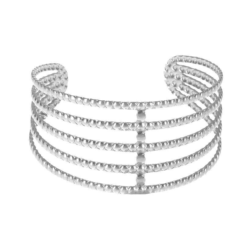 European Geometric C-Shaped Adjustable Metal Bracelet for Women - Exaggerated High-End Open Bangle