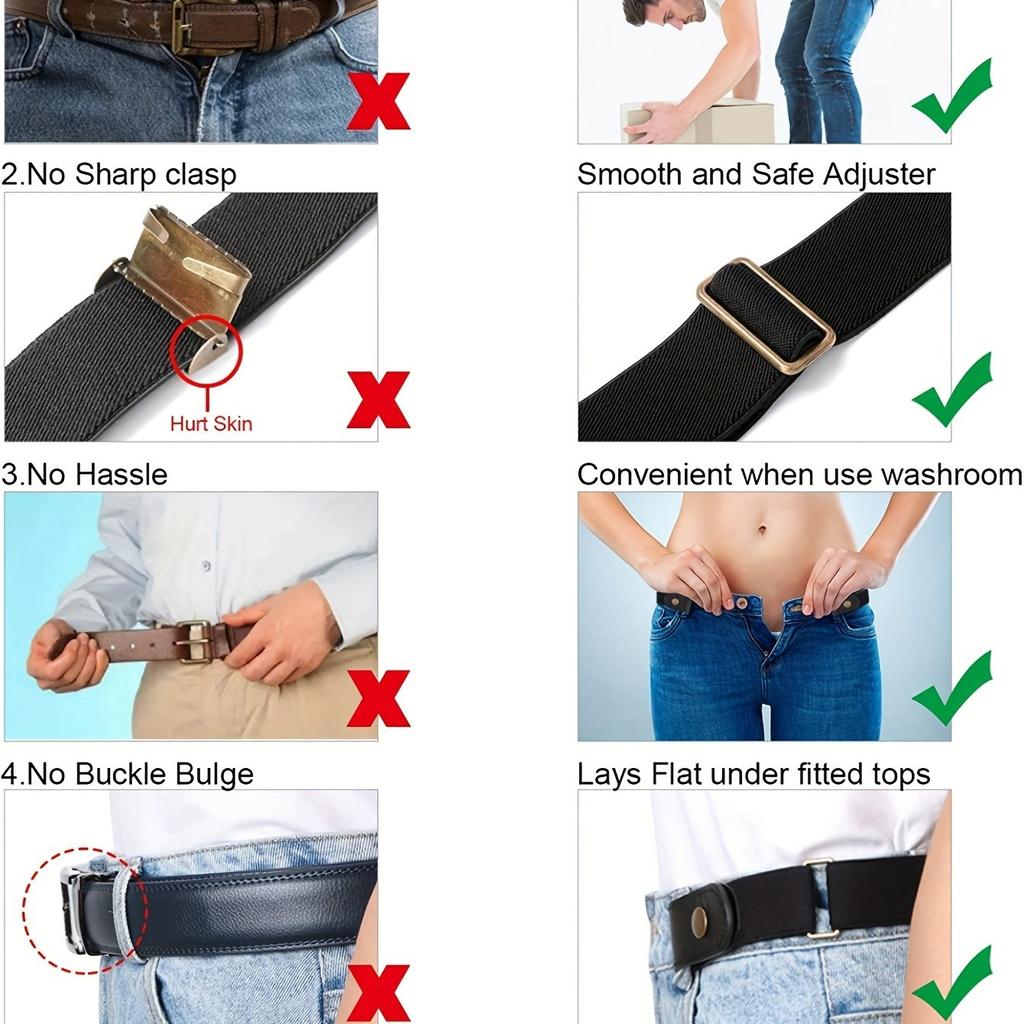 1pc Abdominal Control Belt - Elastic Adjustable Waistband for Jeans and Pants - No Buckle Design, Comfortable and Convenient for Men & Women