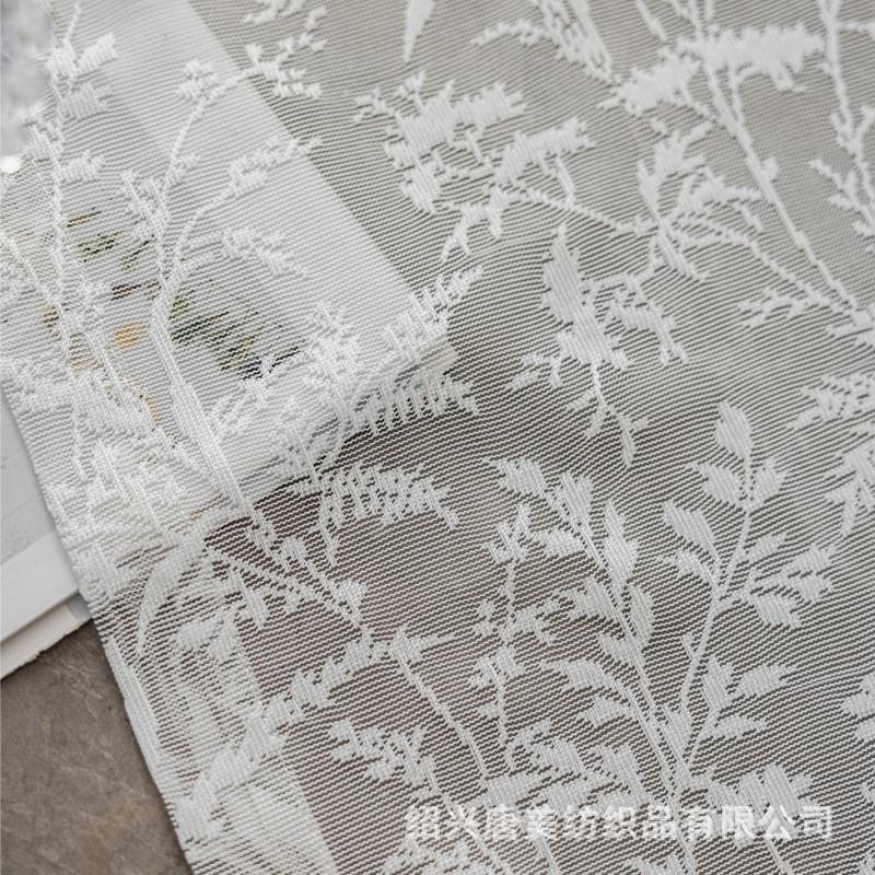 American Farmhouse Sheer Curtain With Lace Jacquard White Decorative Window Treatment Living Room Bedroom Dining