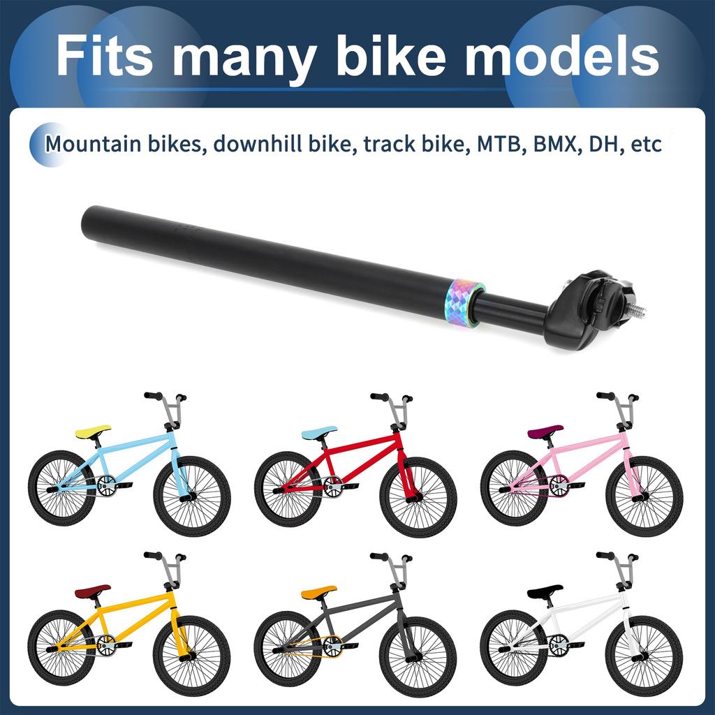 INFINAUTO 27,2x400mm Fahrrad-Sattelstütze, Aluminiumlegierung, Schwarz, Stoßdämpfend, Fahrrad-Sattelstütze, Sitzrohr