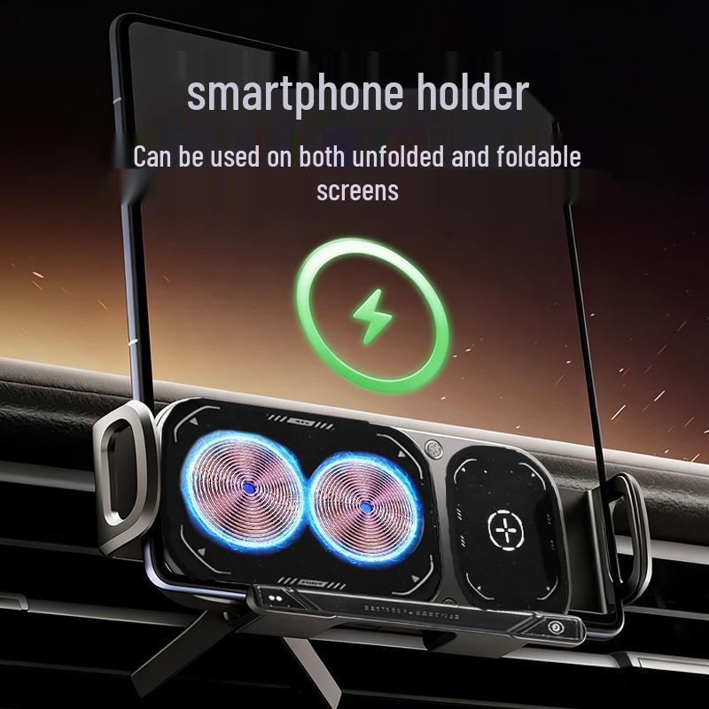 Wireless Charging Magnetic Car Phone Holder Stand - Foldable Navigation Mount