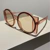 Oversized Round Sunglasses for Women Color-Block Trendy and Fashionable UV Protection Shades for Driving Beach Party Sun Glasses