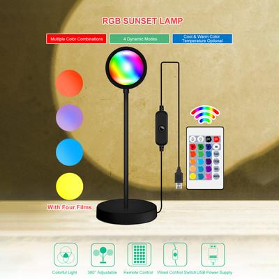 RGB Sunset Atmospheres Lamp 360 Degrees  Adjustable Sunset Projection Light USB Romantic LEDs Night Light