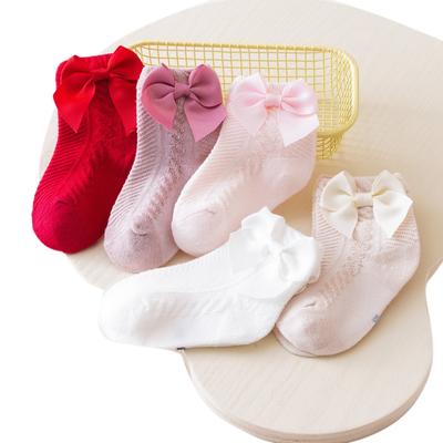 Pudcoco Toddler Baby Girl Ankle Socks Soft Thin Cotton Socks Summer Socks with Bows for Infants 0-3T