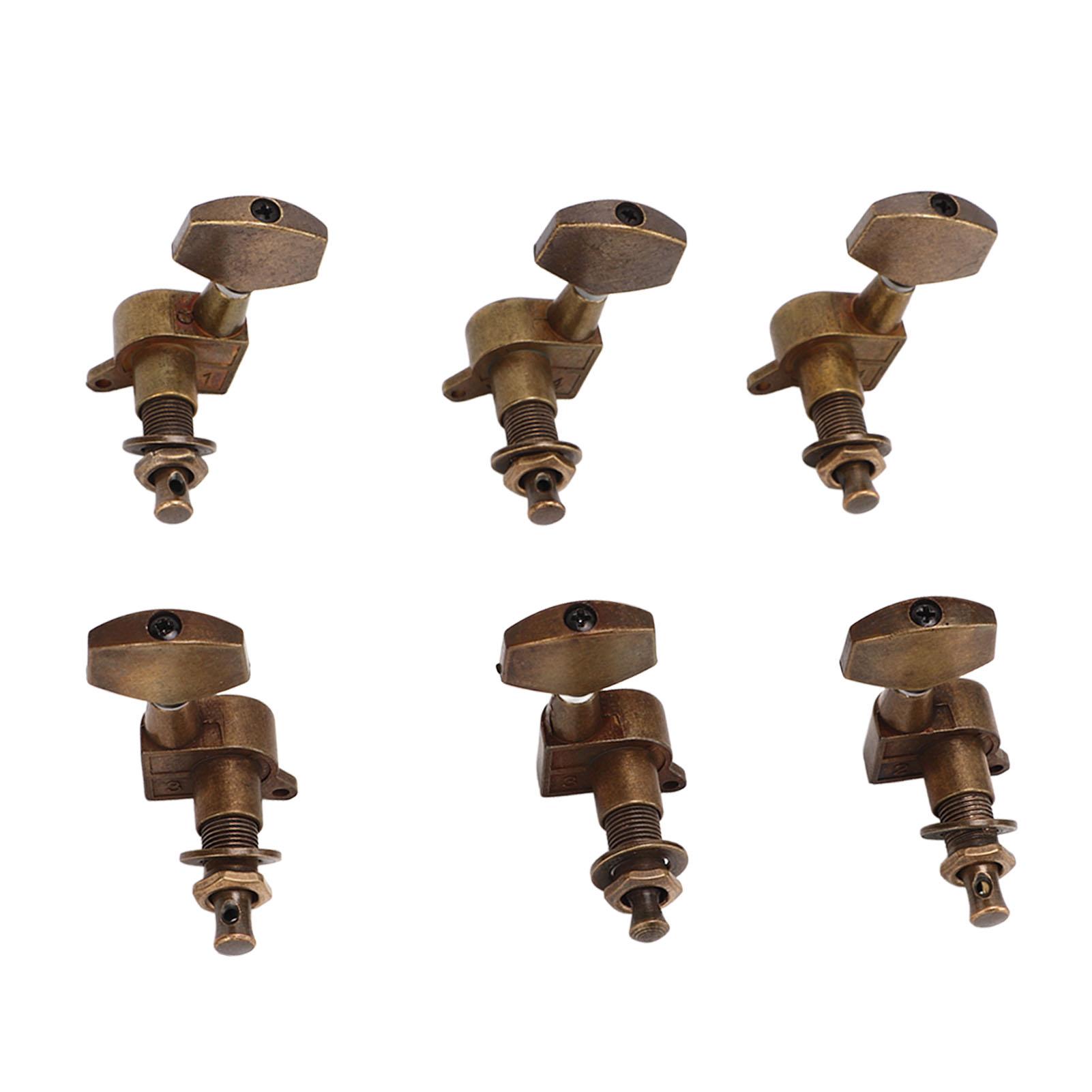 

6 Pcs Guitar Tuning Pegs 3L3R Metal Bronze Heavy Internal Gear Electric Guitar Machine Heads Tuning Key