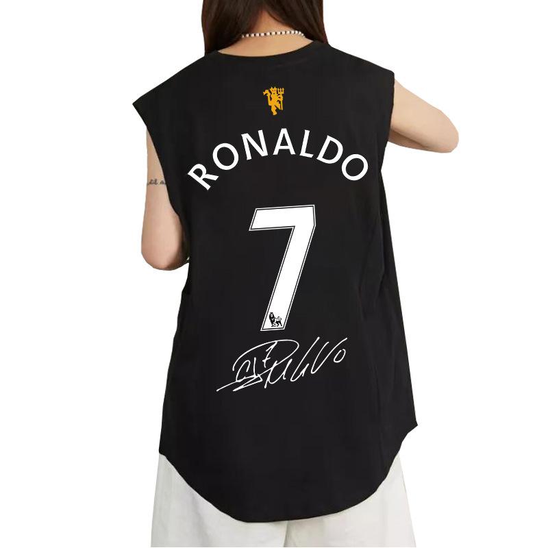 Cristiano Ronaldo schnelltrocknendes Sport-Tanktop lockerer Schnitt Ärmel Sommer Jugend Schüler Fußball Sportweste mit Schulterjacken