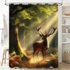 3D Elk Forest Shower Curtain Waterproof Bathroom Decorative Polyester Print Home Decoration