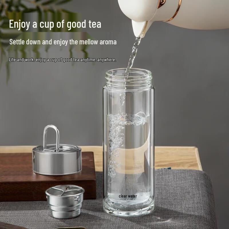 Double-Layer Glass Tea Infuser Bottle