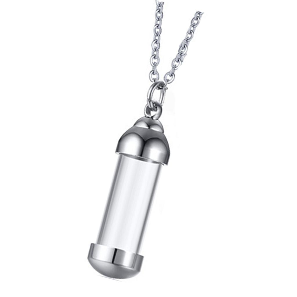 Memorial Jewelry Necklace with High Polish Sturdy Stainless Steel Materials and Glass Pendant for Hair Keepsakes