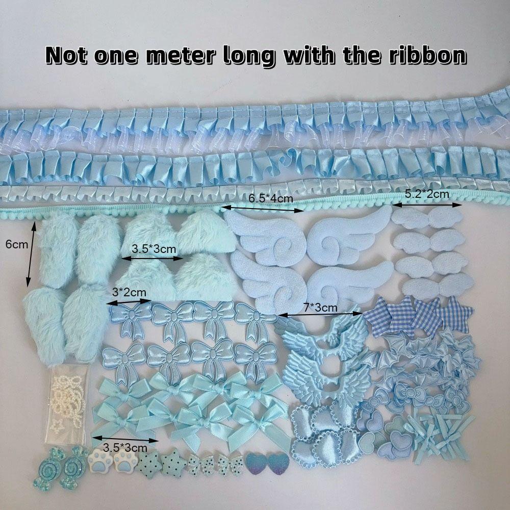 106pcs/set Lace Ribbon Ita Bag Decor Kit Wing Charms Bow Heart Ornaments Bag Decoration Kit Colorful Ears Handmade Craft Set