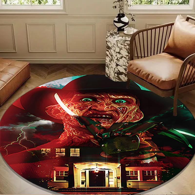Horror Movie Characters Round Rug for Livingroom,Bedroom, Palyroom, Chair Rug, Area rug, Circle Carpet, Large Size Fan Christmas gift