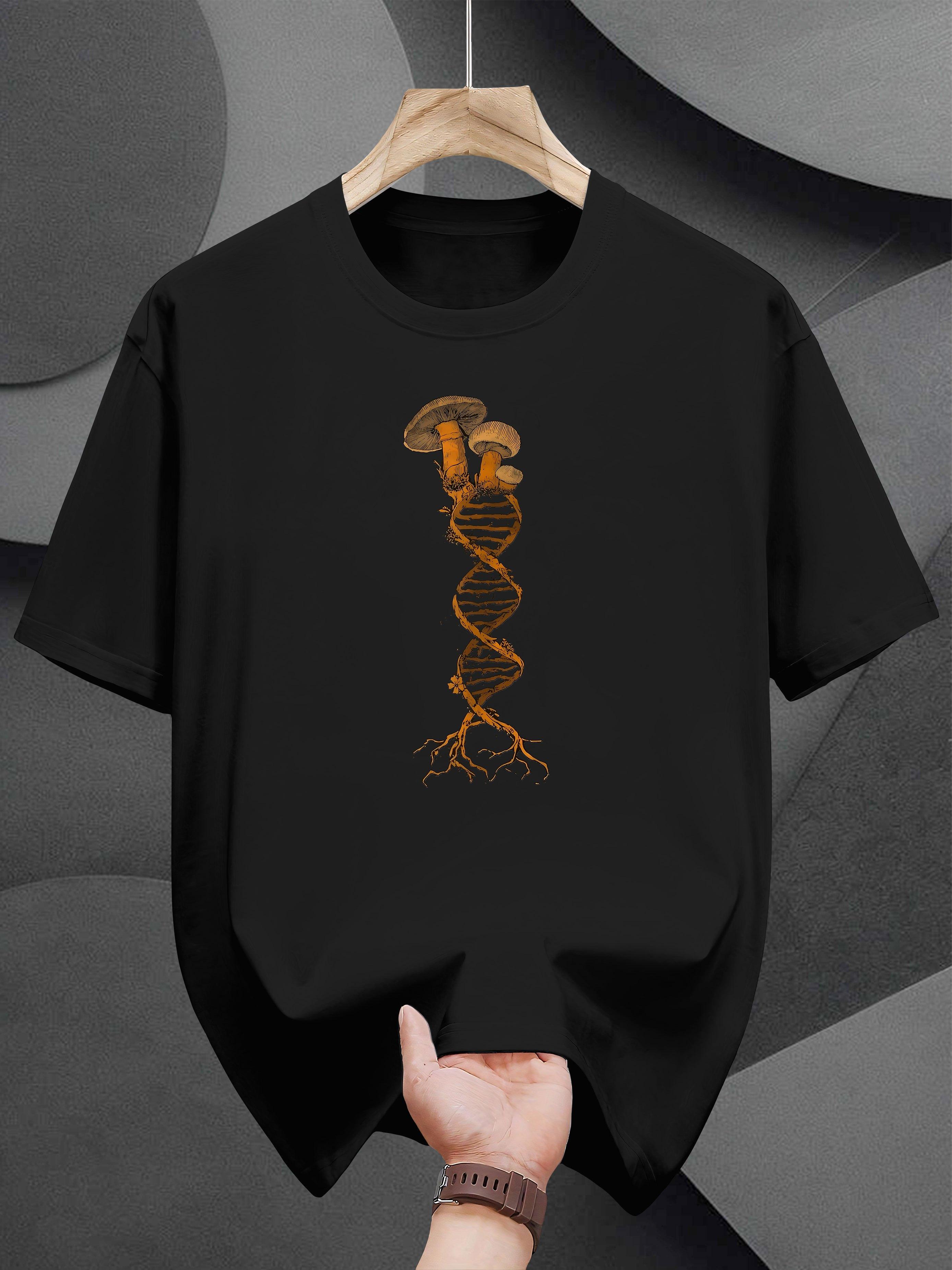 T-shirt with Artistic DNA & Roots Graphic Print - Regular Fit Casual Summer Tee L