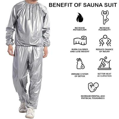 Elastischer Bund Herren Damen PVC Saunaanzug Langarm Fitnessbekleidung Sommer