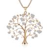 Fashion Round Hollow Tree of Life Pendant Necklace For Women Luxury Gold Color White Crystal Necklace Women Wedding