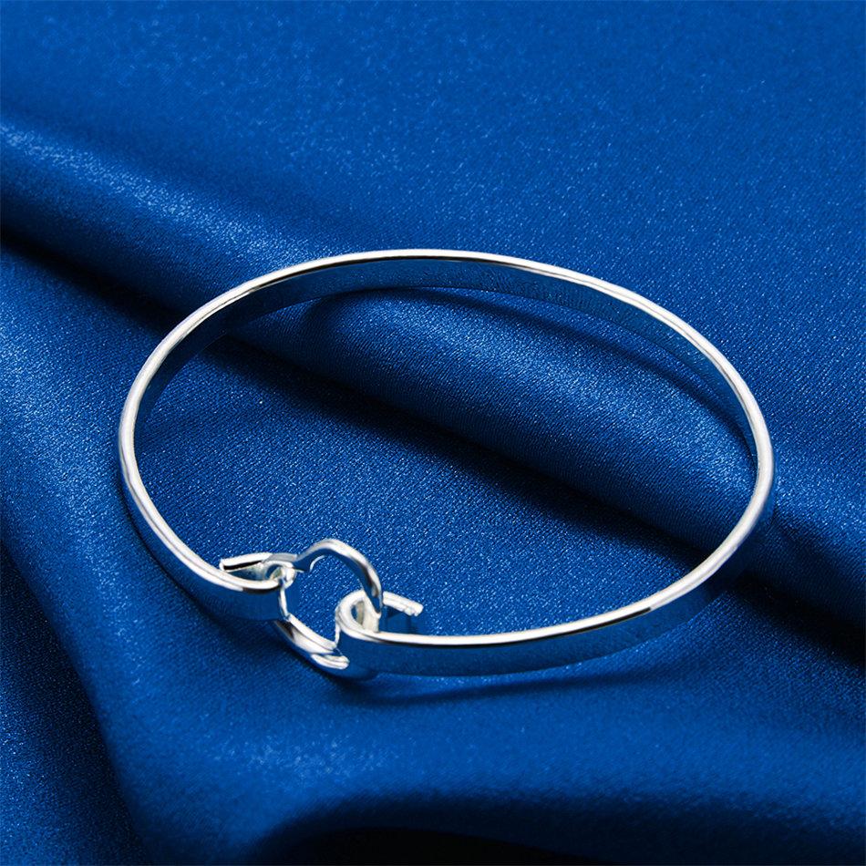 Elegant 925 Sterling Silver Exquisite Heart-shaped Bracelet, Women's Fashion Party Jewelry, Wedding Accessories