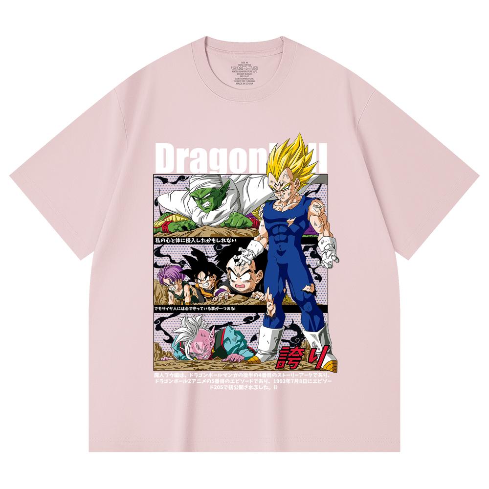 230 Gsm 100% Cotton Dragon Ball V6 Majin Vegeta Print Unisex Heavy Cotton T Shirt