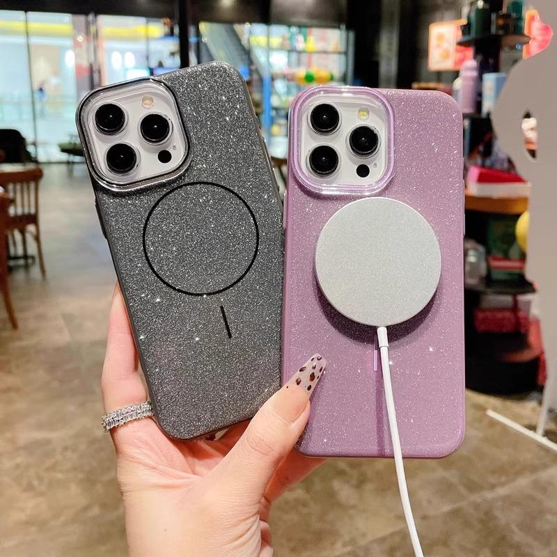 Glittering Powder and Bright Galaxy Suitable for Apple 16 Promax Mobile Phone Case New IPhone 15 Magnetic 14 Protective Case Trend