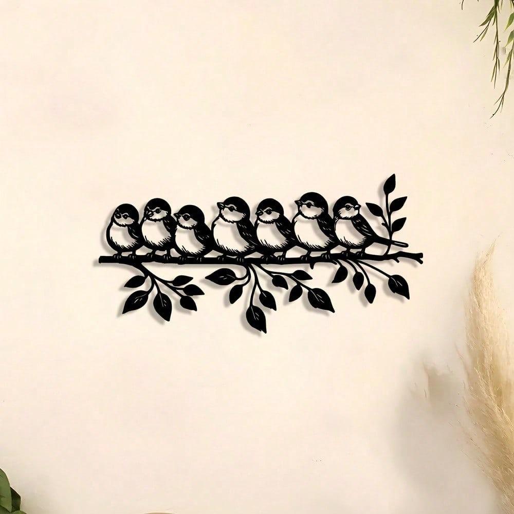 Charming Metal Wall Art - Birds On Branches, Decorative Metal Sign For Home And Garden Enthusiasts, Ideal For Living Room, Bedroom, Dining AreaTerrace
