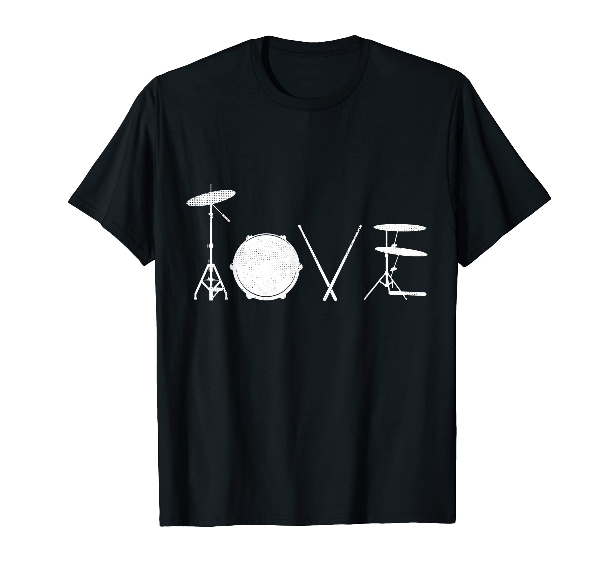 

Графічна барабанна установка Drummer Love. Футболка рок-групи барабанщика чорний