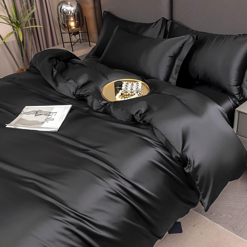 

Pure Satin Silky Bedding Set Luxury Queen King Size Bed Set Quilt Duvet Cover Linens And Pillowcase For Single Double Bedclothes 150x200cm 3 pcs set