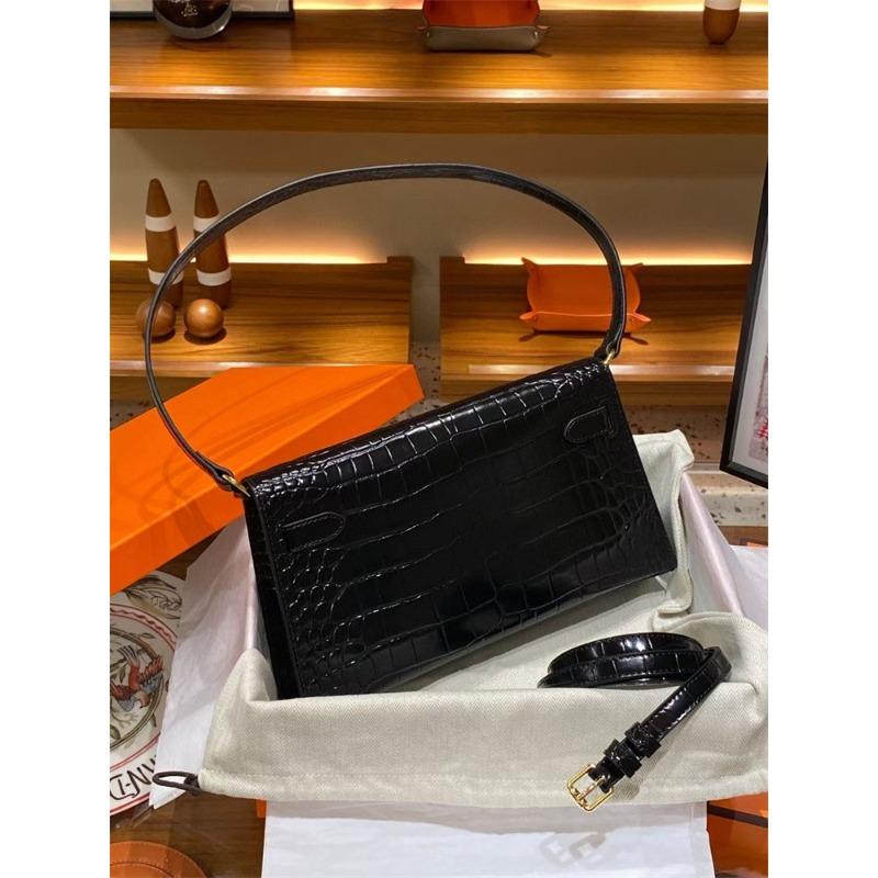 Nuova borsa a tracolla singola in pelle di mucca con motivo coccodrillo, borsa da donna orizzontale, pochette retrò