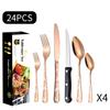 New Pattern Stainless Steel Tableware Suit Western Food/Steak Knife, Fork and Spoon 24 Pieces Suit