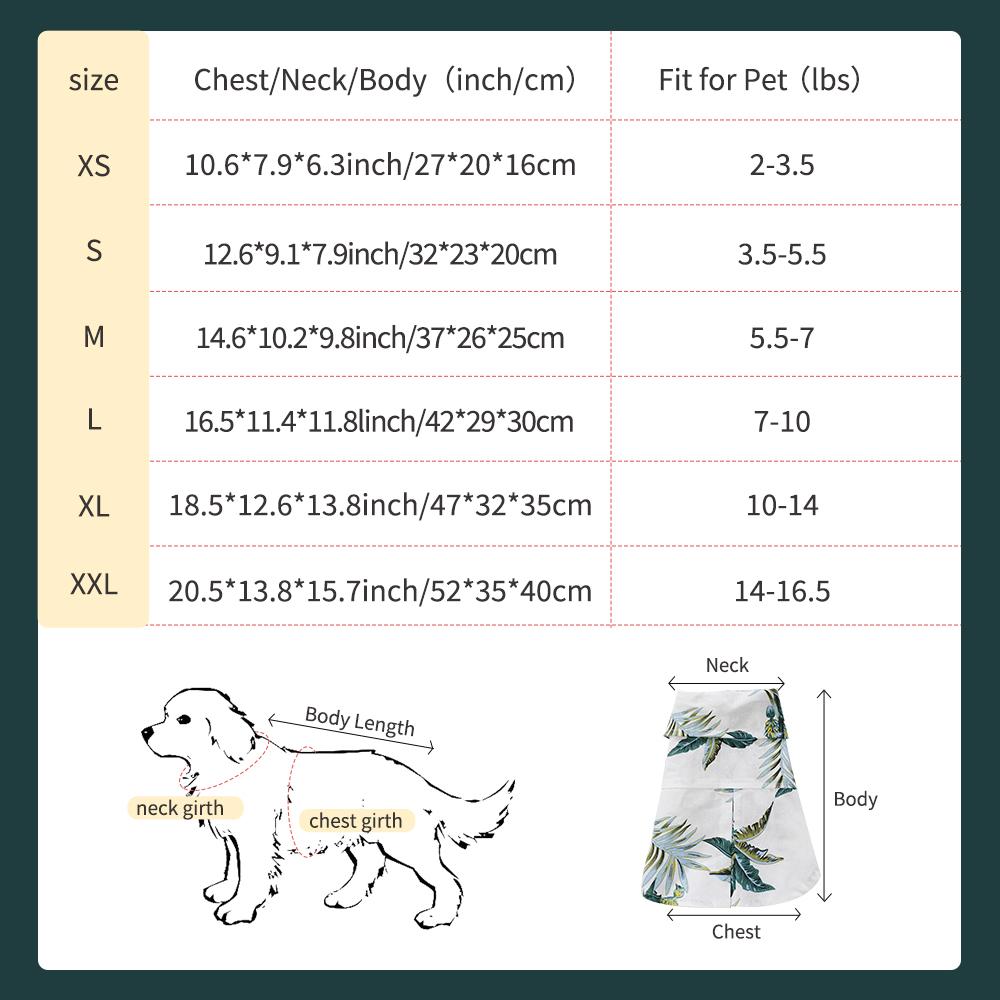 Trička pro psy v havajském plážovém stylu Tenká prodyšná letní Oblečení pro psy pro malé psy Vesta pro štěňata a kočky pro malé psy Bílá