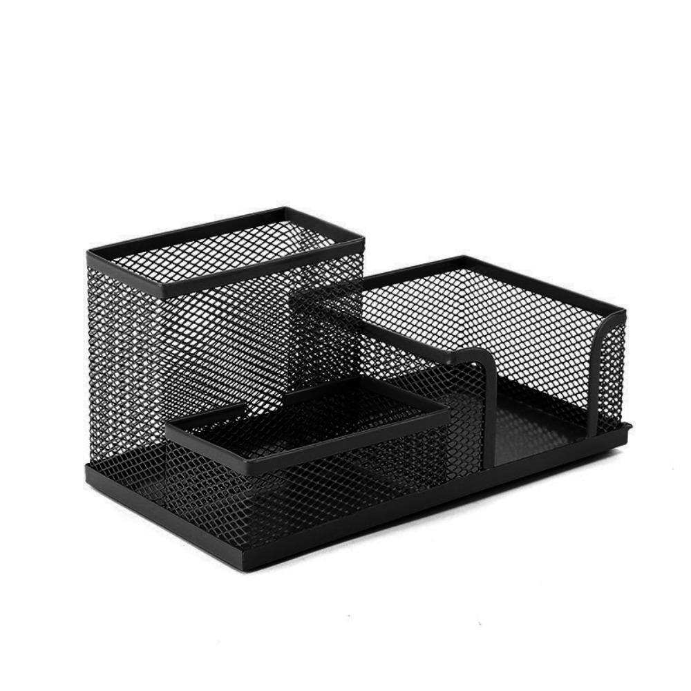 3/4 Grid Metal Mesh Pen Holder Large Capacity Makeup Brush Storage Bucket Bedroom Decoration