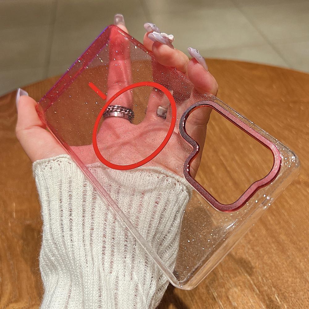 KEYSION Luxury Gradient Glitter Magnetic Phone Case for Samsung S22 S23 S25 Ultra S25+ Edge S24 FE Wireless Charging Shockproof Cover