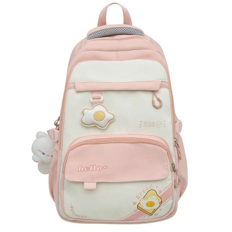 Large Capacity Junior High School Schoolbag Women's Color Contrast Backpack
