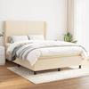 Maison Exclusive - Estrado de ripas de cama com colchão Creme 140x200 cm Tecido