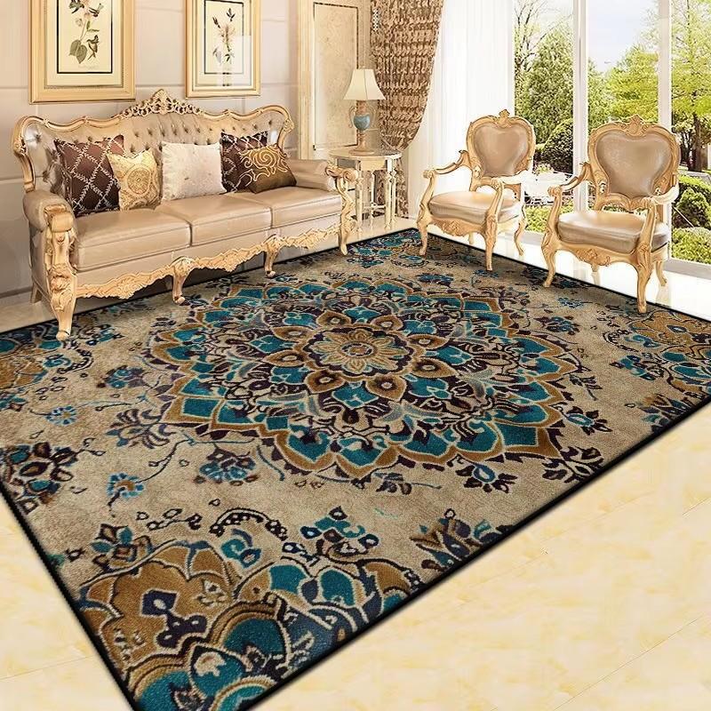 Perský koberec do obývacího pokoje Retro dekorace Velkoplošné protiskluzové koberce Luxusní pohovka Domov Snadno čistitelný Ložnice Společenská místnost Podlahová rohož Boho