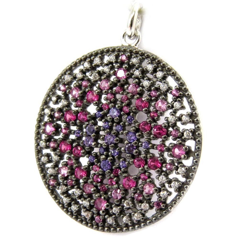 Les Trésors De Lily [L6708] - Silberanhänger 'Sappho' lila-schwarzes Silber (rhodiniert) - 26 mm