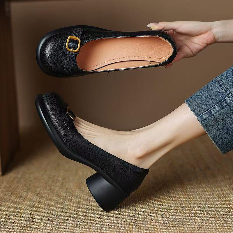 Fall 2025 new versatile soft sole retro thick heel platform British style single shoe one foot thick heel loafer girl
