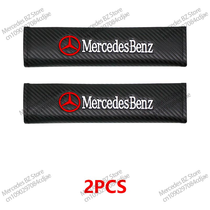 Carbon Fiber Leather Car Seat Belt Cover Shoulder Pad Neck Protection for Mercedes benz AMG C E S GLE CLC Class W204 W203 W205