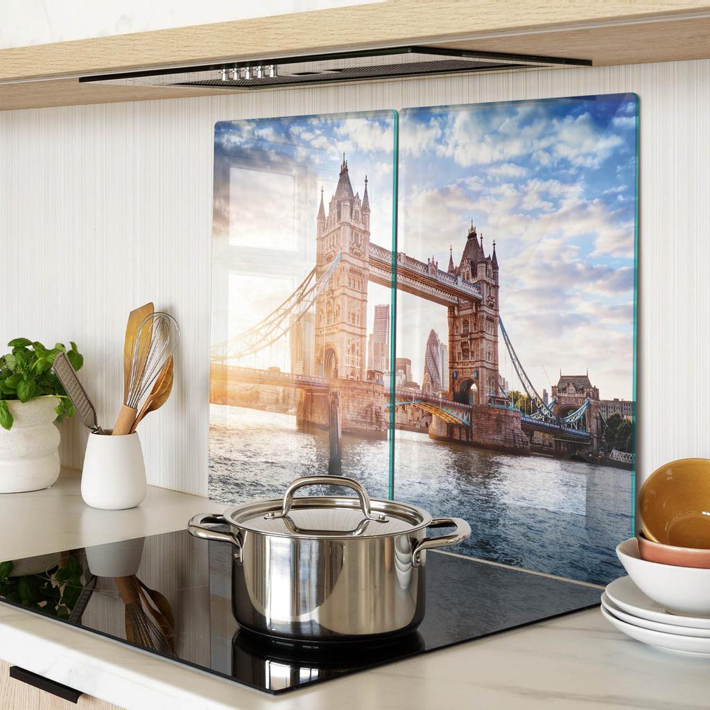 Set of Two Glass Cutting Boards Tower Bridge London 2X30X52 Cm