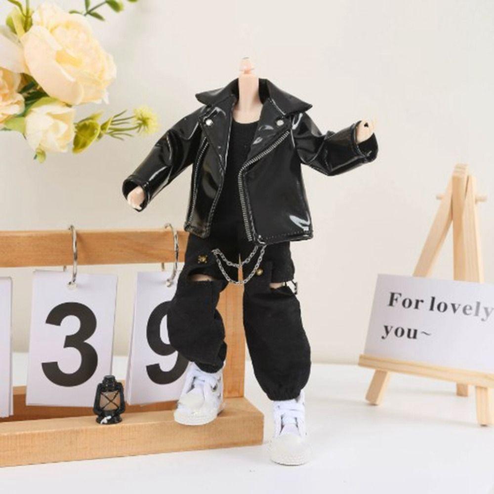 Mini Doll Trousers Clothes Princess PU Leather Jacket Coat for azone ob24 Dolls For blythe Dolls