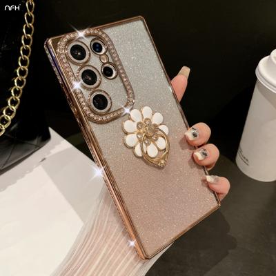 Für Samsung Galaxy S25 Ultra Luxus Beschichtung Strass Rahmen Diamant Ring Ständer Handyhülle Für Samsung S22 S23 S24 S25Plus Hülle